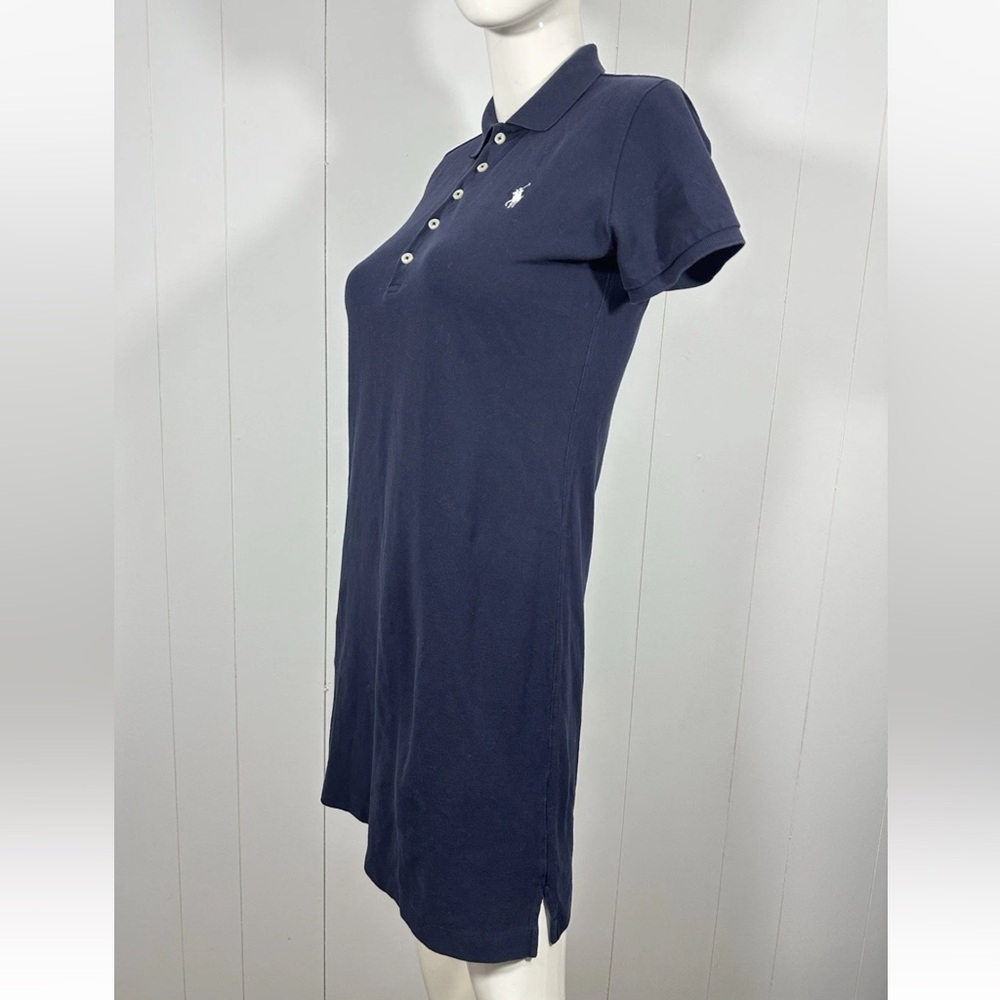 Ralph Lauren Sz M Polo Shirt Dress Navy Blue Short Sleeve Pony Logo Preppy - Picture 3 of 11